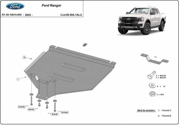  Protetor de caixa de velocidades de alumínio Ford Ranger