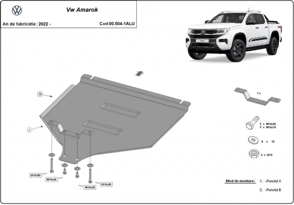  Protetor de caixa de velocidades de alumínio Volkswagen Amarok