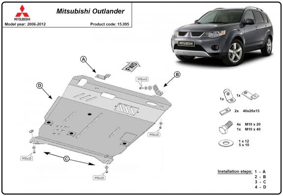 Protetor de Carter de aço Mitsubishi Outlander