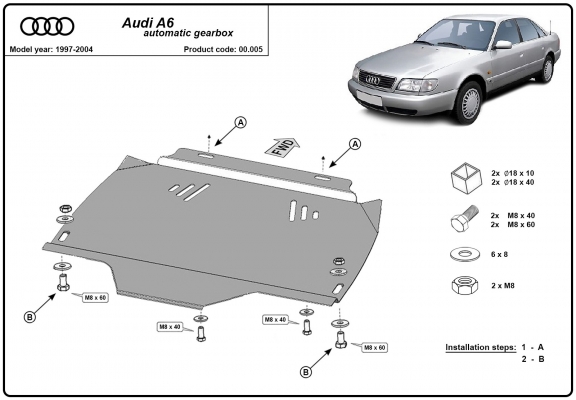  Protetor de caixa de velocidades automática de aço Audi A6