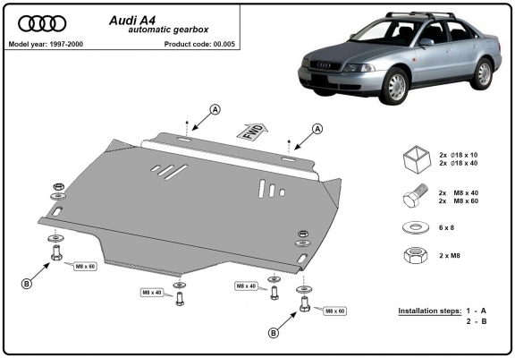 Protetor de caixa de velocidades automática de aço  Audi A4 B5