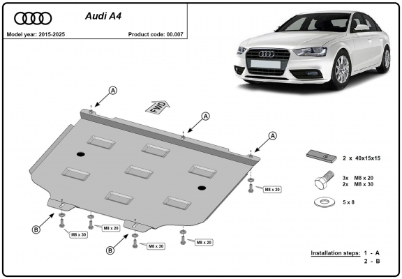  Protetor de caixa de velocidades de aço  Audi A4 B9