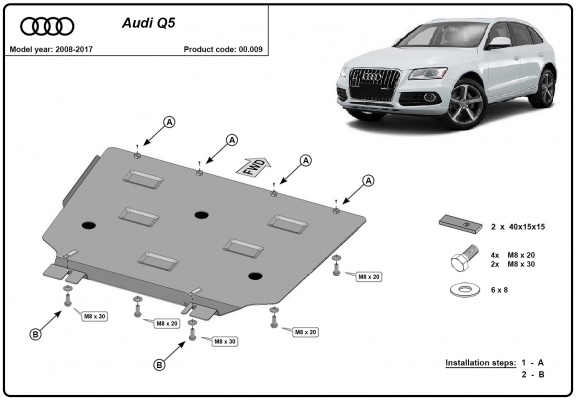  Protetor de caixa de velocidades de aço  Audi Q5