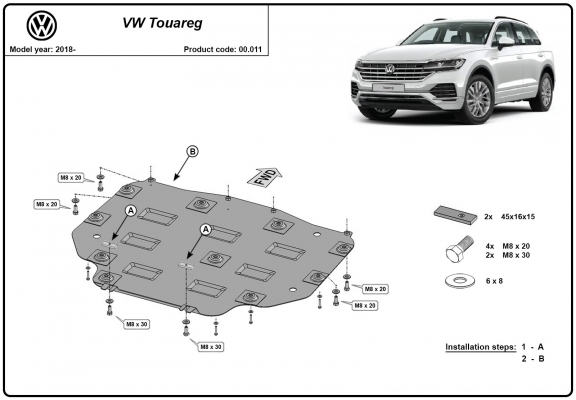  Protetor de caixa de velocidades de aço  VW Touareg