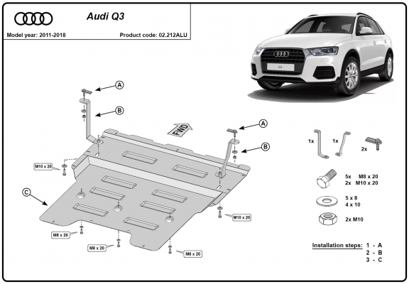Protetor de Carter de alumínio Audi Q3