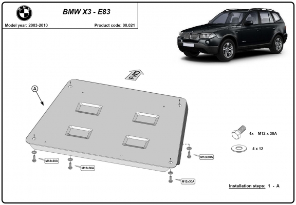 Protetor de Carter de aço BMW X3 E83