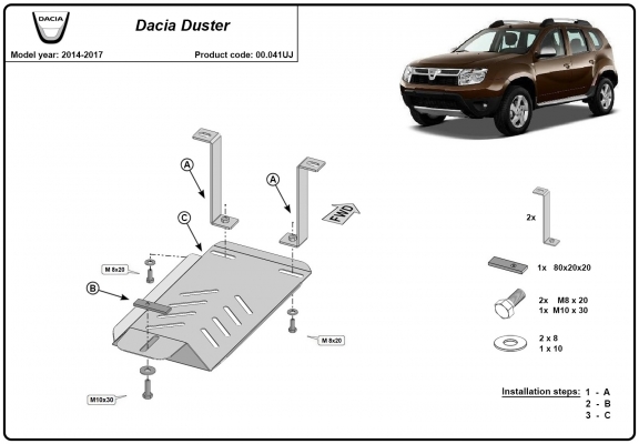  Protetor diferencial de aço  Dacia Duster 4x4