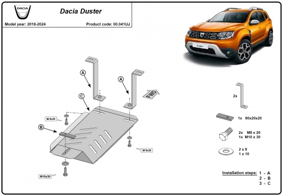  Protetor diferencial de aço  Dacia Duster 4x4