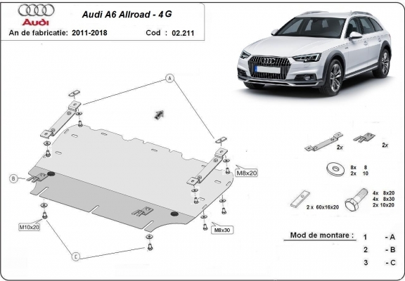 Protetor de Carter de aço Audi All Road A6