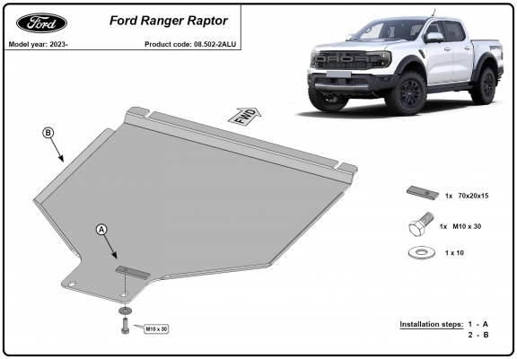 Protetor de caixa de velocidades de alumínio Ford Ranger Raptor