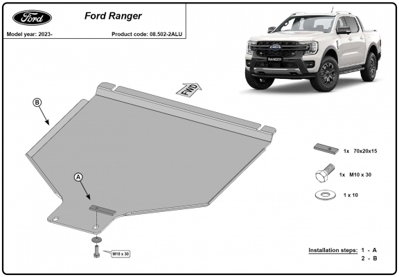 Protetor de caixa de velocidades de alumínio Ford Ranger