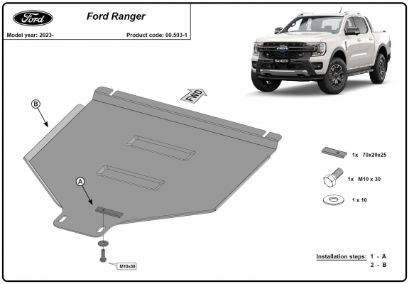  Protetor de caixa de velocidades automática de aço Ford Ranger