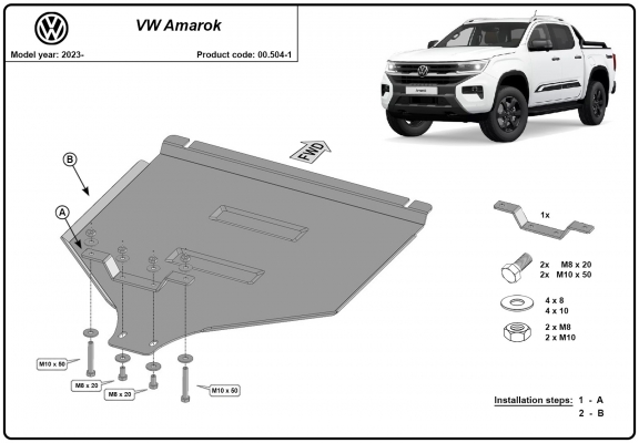  Protetor de caixa de velocidades manual de aço Volkswagen Amarok 2 