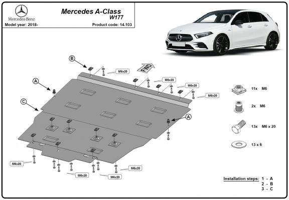 Protetor de Carter de aço Mercedes A-Class W177