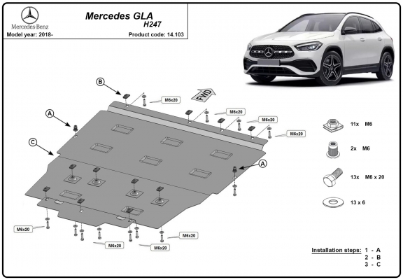 Protetor de Carter de aço Mercedes GLA H247