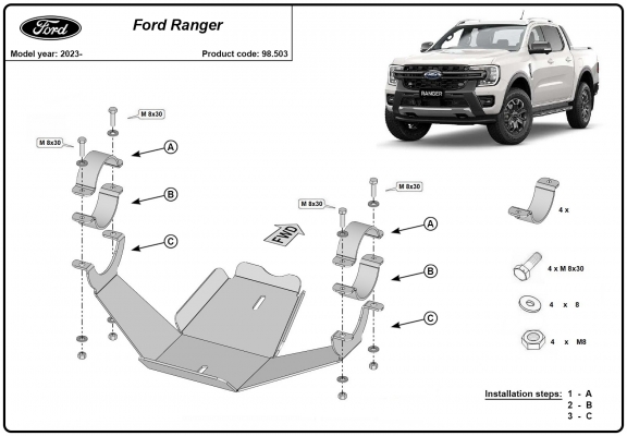  Protetor diferencial de aço  Ford Ranger