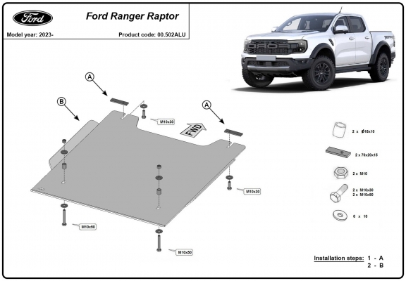 Protetor para caixa de transferência Ford Ranger Raptor- Alumínio