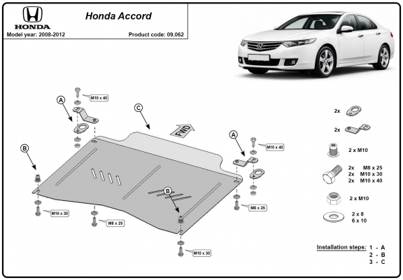 Protetor de Carter de aço Honda Accord