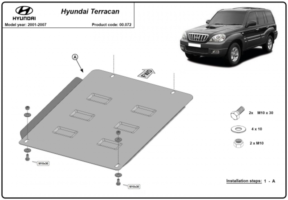  Protetor de caixa de velocidades de aço Hyundai Terracan