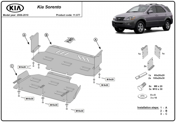 Protetor de Carter de aço Kia Sorento