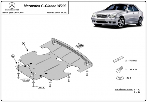 Protetor de Carter de aço Mercedes C-Classe W203
