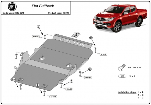 Protetor de Carter de aço Fiat Fullback