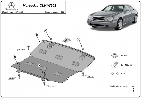 Protetor de Carter de aço Mercedes CLK W208