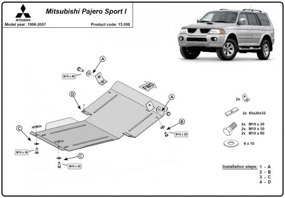 Protetor de Carter de aço Mitsubishi Pajero Sport 1