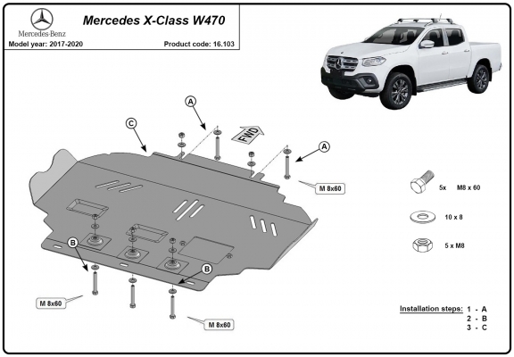 Protetor de Carter de aço Mercedes X-Class W470