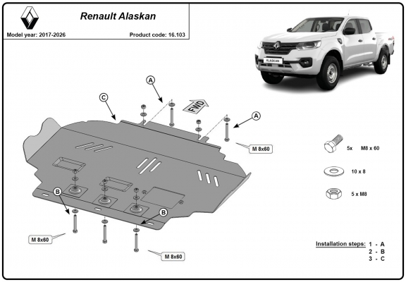 Protetor de Carter de aço Renault Alaskan