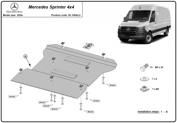  Protetor de caixa de velocidades de alumínio Mercedes Sprinter 4x4
