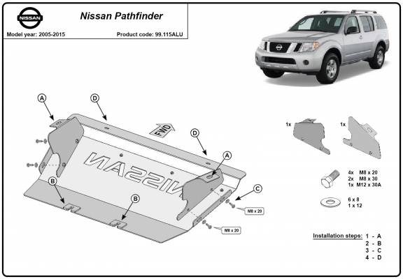 Protetor de alumínio para radiador Nissan Pathfinder