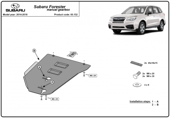 Protetor de caixa de velocidades manual de aço Subaru Forester 4