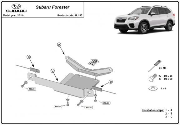  Protetor diferencial de aço  Subaru Forester